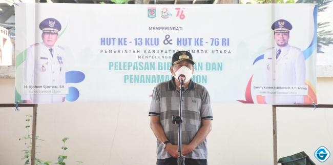 Bupati Lombok Utara Tanam Pohon dan Lepas Bibit Ikan di Desa Samaguna