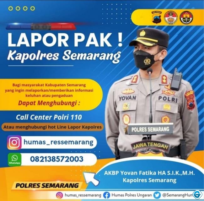 Berikan kemudahan pengaduan kepada Polisi, Kapolres Semarang luncurkan "Lapor pak". 