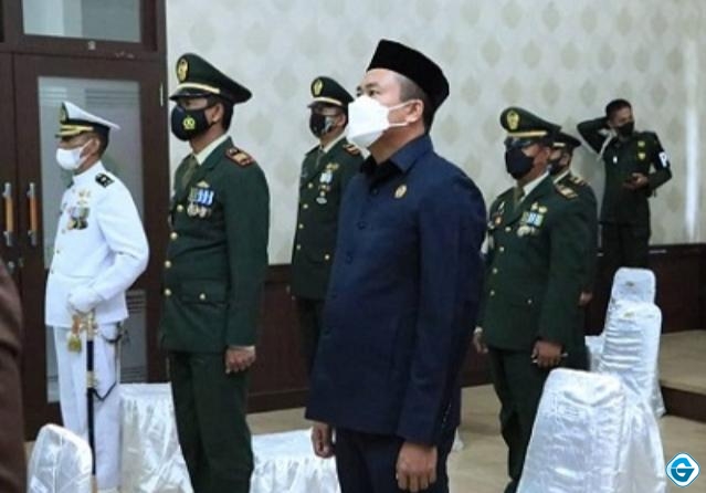 Agoes Rakhmady Ikuti Peringatan HUT TNI Ke-76 Secara Virtual di Makodim 1022 Tanbu