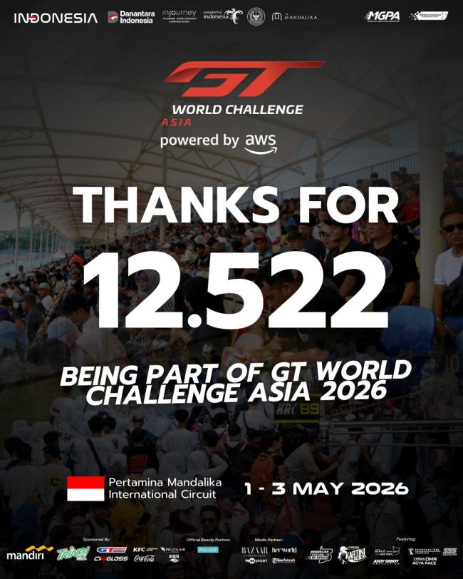 Pecah Rekor, 12.522 Penonton Padati Mandalika Selama GT World Challenge Asia