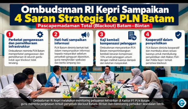 Ombudsman Kepri Sampaikan Empat Saran Strategis kepada PLN Batam Pascablackout