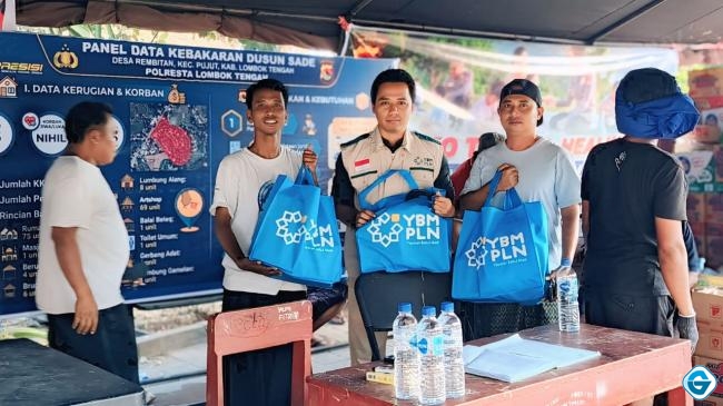 YBM PLN UIP Nusra Salurkan Bantuan untuk Korban Kebakaran Desa Sade