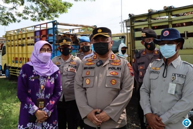 Cegah Wabah PMK Di Demak, Aparat Gabungan Lakukan Penyekatan Lalulintas Hewan Ternak