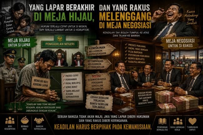 Meja Hijau Untuk si Lapar, Meja Negosiasi Untuk Si Rakus