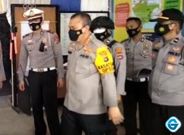 Dirlantas Polda Kalsel Kunjungi Pos Pengamanan Operasi Ketupat Intan 2021 di Kecamatan Satui